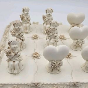 🇺🇸 AVON Vintage Cherub/Heart Tic Tac Toe  7.5"